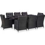 Vidaxl 9-delige Tuinset Poly Rattan - Zwart