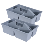 Excellent Houseware 2x Stuks Gereedschap Opbergbox/opbergdoos/mand Met Handvat 39 X 26 X 12 Cm Kunststof - Opbergbox - Grijs