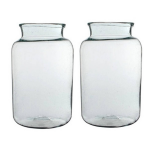 2x Cilinder Vaas / Bloemenvaas Transparant Glas 40 X 23 Cm - Bloemenvazen - Woondecoratie / Woonaccessoires