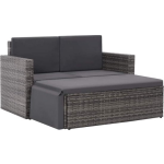 Vidaxl 2-delige Loungeset Met Kussens Poly Rattan - Grijs