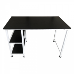 Bureau Computer Tafel - Met Opbergplanken - 110 Cm Breed - Wit - Zwart