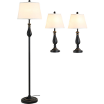 Driedelige Set Van 1 Staande Lamp En 2 Tafellampen - Vloerlamp - Stalamp - Tafellamp - Vintage - Klassiek - - Zwart