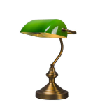 QAZQA Smart klassieke tafellamp brons met glas incl. Wifi A60 - Banker - Groen