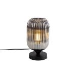 QAZQA Art Deco tafellamp met smoke glas - Banci - Zwart