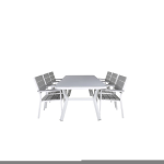 Virya Tuinmeubelset Tafel 100x200cm En 6 Stoel Levels, Grijs. - Wit