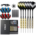Strex Dart Set Met 6 Dartspijlen - Steeltip Dartpijlen 20 Gram - Dartpijltjes 27-delige Set - Zwart