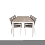 Llama Tuinmeubelset Tafel 100x205cm En 6 Stoel Levels,, Crèmekleur. - Grijs