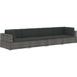 Vidaxl 4-delige Loungeset Met Kussens Poly Rattan - Grijs