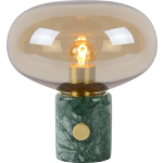 Lucide Charlize Tafellamp E27/40w Amber Glas/groen Marmer - Oranje