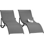 Ligbed Set Van 2 - Stoelen - Tuinstoelen - Tuinstoel - Aluminium - 165 Cm X 61 Cm X 63 Cm - Grijs