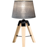 Tafel Lamp - Nachtkast Lamp - Stoffen Kap En Houten Poten - Driepoot - 45 Cm Hoog - Grijs