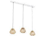 QAZQA Hanglamp bamboe met langwerpig 3-lichts - Canna Diamond - Wit
