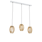 QAZQA Hanglamp bamboe met langwerpig 3-lichts - Canna Capsule - Wit