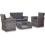 Vidaxl 4-delige Loungeset Met Kussens Poly Rattan - Grijs