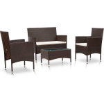 Vidaxl 4-delige Loungeset Met Kussens Poly Rattan - Bruin