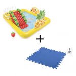 Intex Opblaasbaar Kinderzwembad - Met Glijbaan - Fruit - 244 X 191 X 91 Cm + + Incl. Free And Easy Zwembadtegels Foam