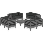 Vidaxl 9-delige Loungeset Met Antracietkleurige Kussens Grenenhout - Grijs