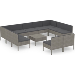 Vidaxl 12-delige Loungeset Met Kussens Poly Rattan - Grijs