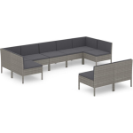 Vidaxl 9-delige Loungeset Met Kussens Poly Rattan - Grijs