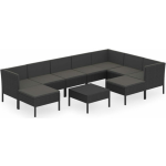 Vidaxl 10-delige Loungeset Met Kussens Poly Rattan - Zwart