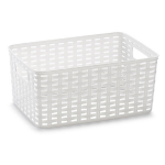 Forte Plastics Rotan Gevlochten Opbergmand/opbergbox Kunststof 22 X 33 X 16 Cm - Opbergbox - Blanco