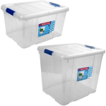 Hega Hogar 4x Opbergboxen/opbergdozen Met Deksel 16 En 35 Liter Kunststof Transparant/ - Opbergbox - Blauw