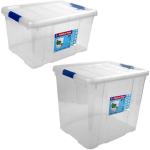 Hega Hogar 2x Opbergboxen/opbergdozen Met Deksel 16 En 35 Liter Kunststof Transparant/ - Opbergbox - Blauw