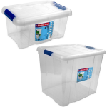 Hega Hogar 4x Opbergboxen/opbergdozen Met Deksel 5 En 35 Liter Kunststof Transparant/ - Opbergbox - Blauw