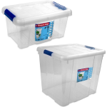 Hega Hogar 2x Opbergboxen/opbergdozen Met Deksel 5 En 35 Liter Kunststof Transparant/ - Opbergbox - Blauw