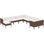 Vidaxl 11-delige Loungeset Met Kussens Poly Rattan - Bruin