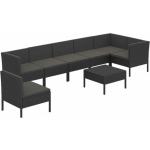 Vidaxl 8-delige Loungeset Met Kussens Poly Rattan - Zwart