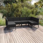 Vidaxl 6-delige Loungeset Met Kussens Poly Rattan - Zwart