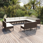 Vidaxl 12-delige Loungeset Met Kussens Poly Rattan - Marrón