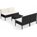 Vidaxl 5-delige Loungeset Met Kussens Poly Rattan - Zwart