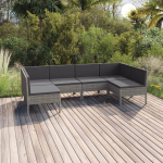 Vidaxl 6-delige Loungeset Met Kussens Poly Rattan - Gris