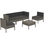 Vidaxl 6-delige Loungeset Met Kussens Poly Rattan - Grijs