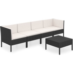 Vidaxl 5-delige Loungeset Met Kussens Poly Rattan - Zwart