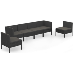 Vidaxl 6-delige Loungeset Met Kussens Poly Rattan - Zwart