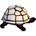 Clayre & Eef Lumilamp Tafellamp Tiffany Schildpad 22*18*16 Cm E14/max 1*25w Creme Glas / Polyresin Schildpad 5ll-6001 - Beige