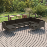 Vidaxl 9-delige Loungeset Met Kussens Poly Rattan - Grijs