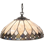 Clayre & Eef Hanglamp Tiffany Ø 40 Cm E27/max 1*60w Meerkleurig Glas In Lood Art Deco Lumilamp 5ll-5986 - Beige