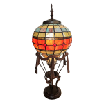 Clayre & Eef Lumilamp Tafellamp Tiffany Luchtballon 31*31*71 Cm E27/max 1*60w Multi Polyresin / Glas Luchtballon 5ll-6016 - Oranje