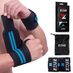 Zeuz® 2x Fitness & Crossfit Polsband - Wrist Wraps - Krachttraining - Polsbrace - Blauw & - Zwart
