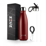 Zeuz® Premium Rvs Thermosfles & Drinkfles - Isoleerfles - Waterfles Met Rietje - Bpa Vrij - 500 Ml - Mat - Rood