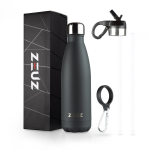 Zeuz® Premium Rvs Thermosfles & Drinkfles - Isoleerfles - Waterfles Met Rietje - Bpa Vrij - 500 Ml - Donker - Groen