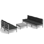 Vidaxl 6-delige Loungeset Met Antracietkleurige Kussens Grenenhout - Gris