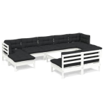 Vidaxl 10-delige Loungeset Met Kussens Grenenhout - Wit