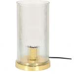 Clayre & Eef Tafellamp Ø 15*27 Cm E27/max 1*40wkleurig Glas Metaal Rond Bureaulamp Nachtlampjekleurig - Goud
