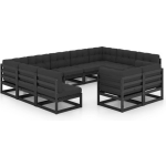 Vidaxl 11-delige Loungeset Met Kussens Massief Grenenhout - Negro