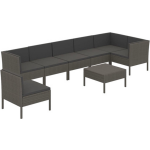 Vidaxl 8-delige Loungeset Met Kussens Poly Rattan - Grijs